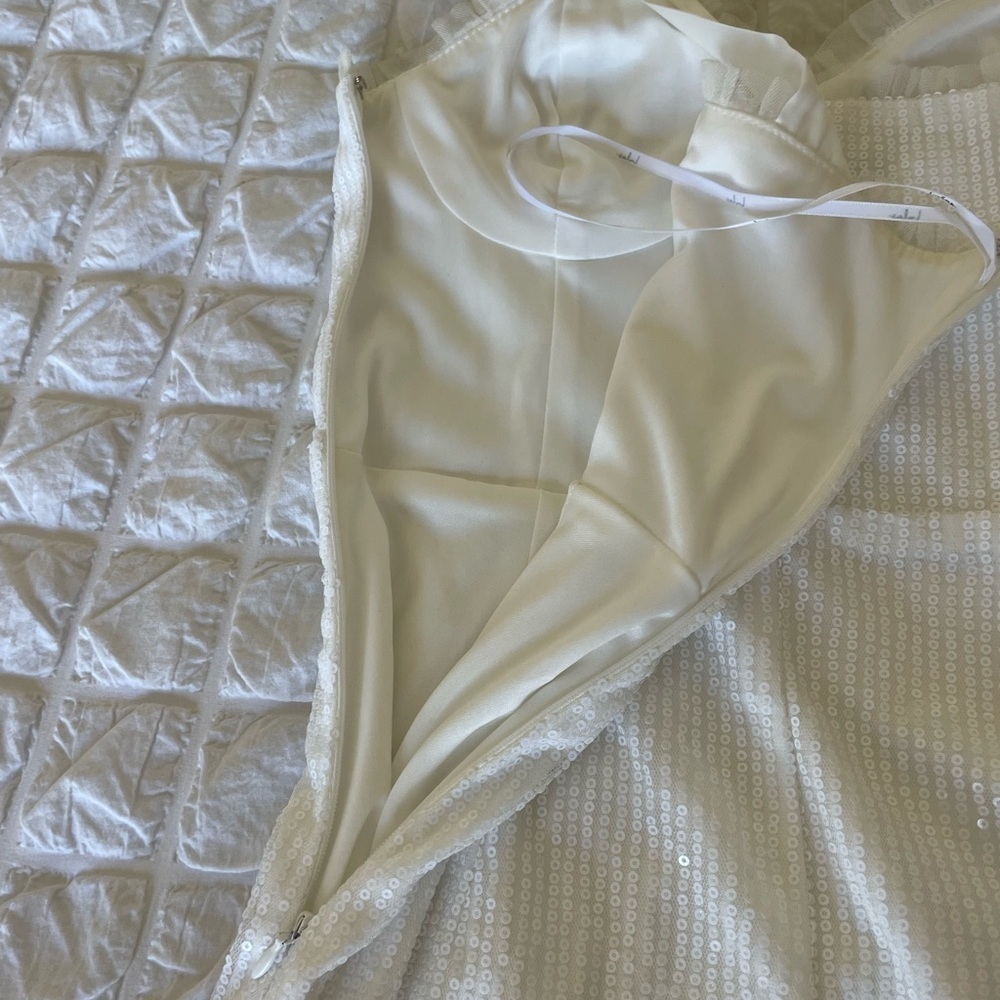 Lulus glowing white sequin bustier tie strap mini dress - Picture 11 of 13
